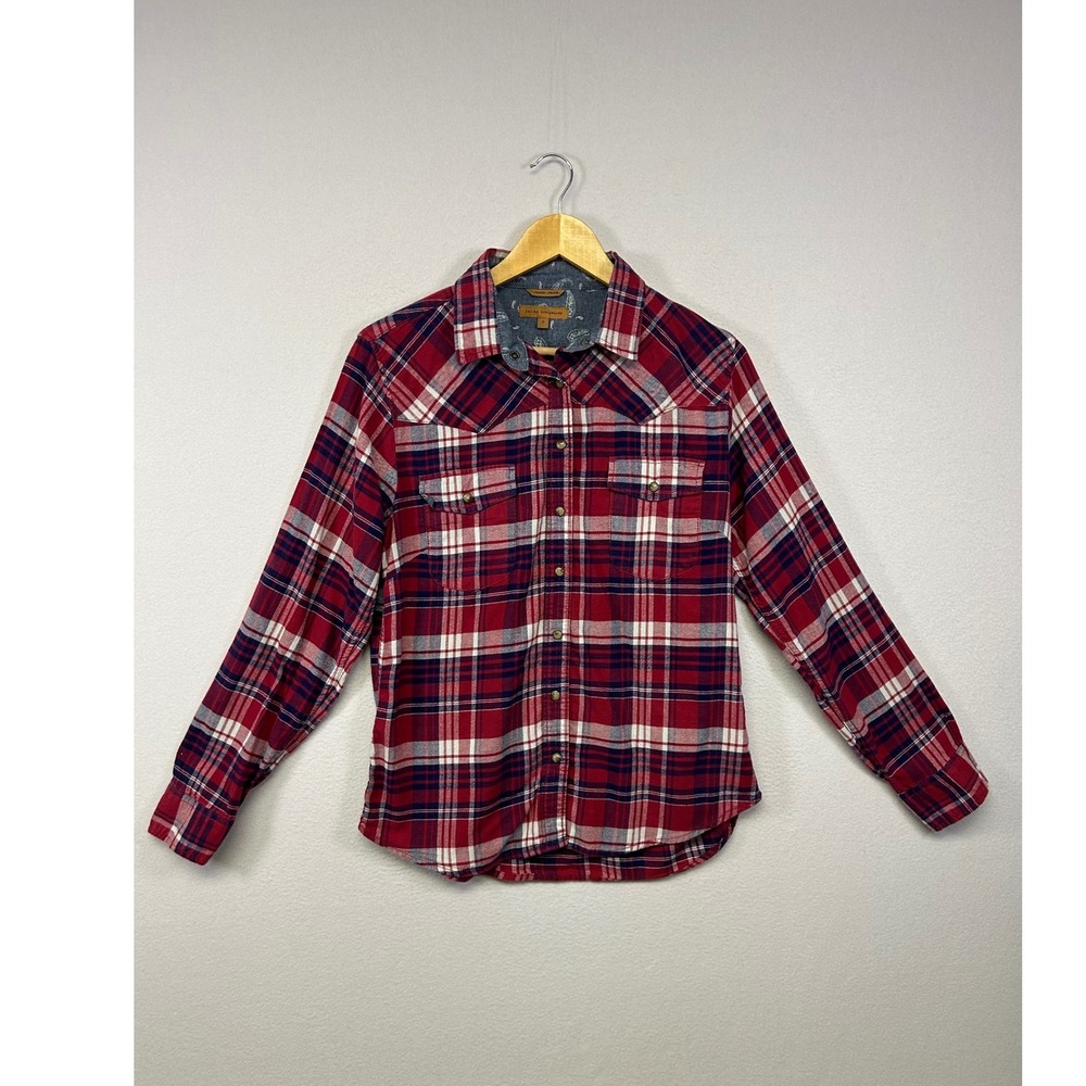 Westerncore Jachs Girlfriend Womens Small Red Plaid Snap Front Comfort Stretchโ